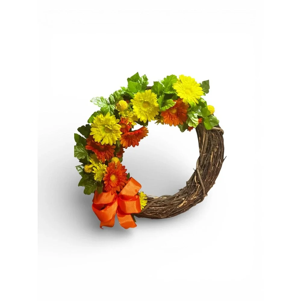 Colorful Handmade Spring Wreath: Faux Floral Door Accent